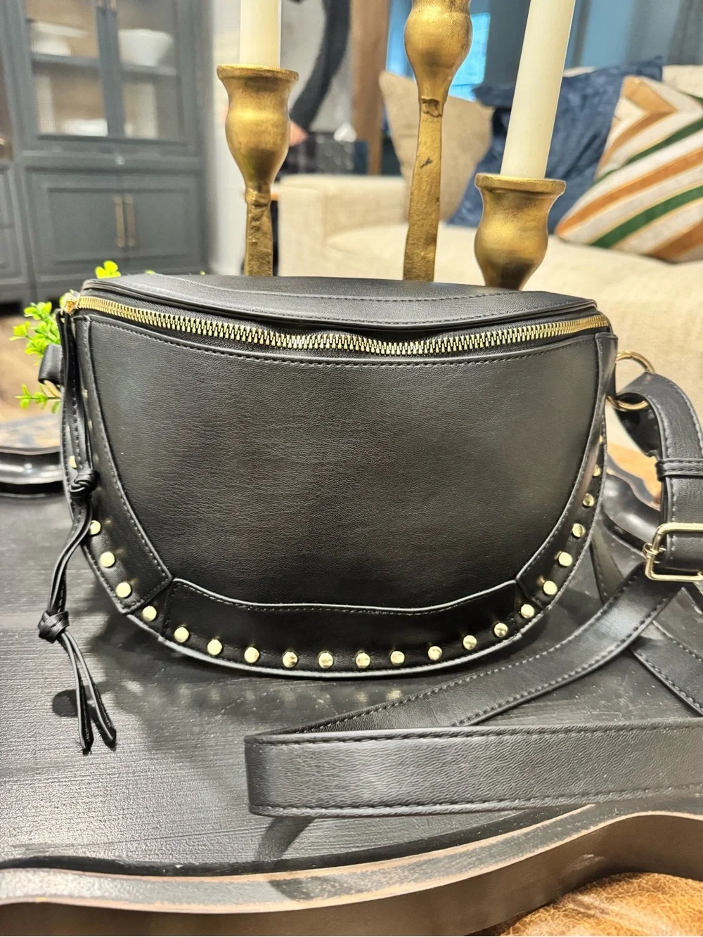 Black Studded Crossbody Bag - Dear Nikola